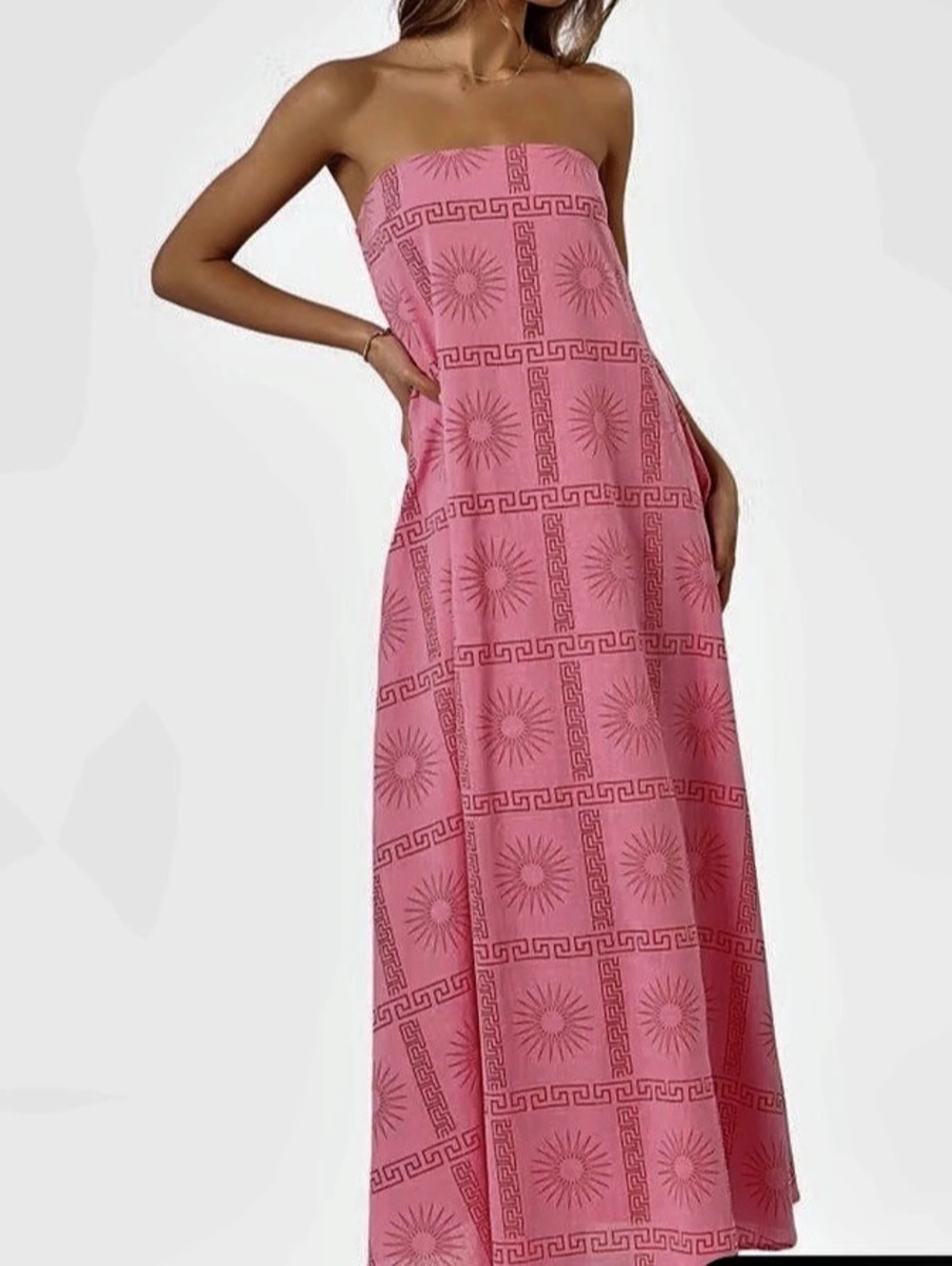 Faithfull the Brand Pink Geometric Maxi Dress Size XL NWT